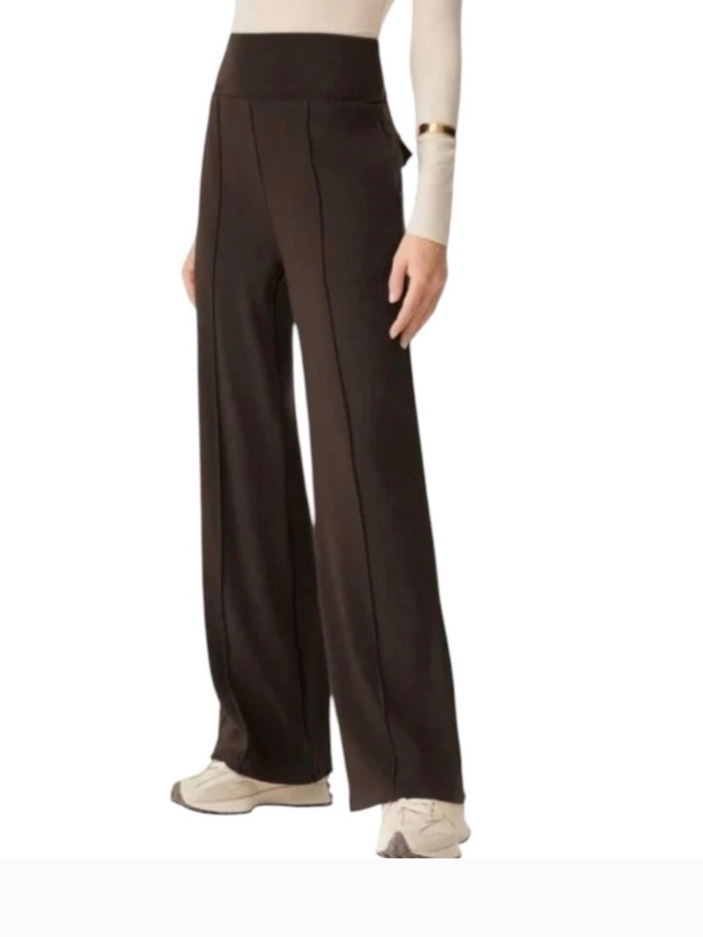 OGL MaxWarm Tummy Warmer Pin-Tuck Pants Espresso Brown NWT Size S Wide Leg